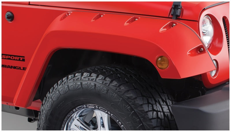 Front bumper bar on a jeep wrangler with bushwacker fender flares