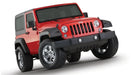 Red jeep wrangler with pocket style fender flares on white surface