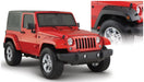 Bushwacker 07-18 jeep wrangler pocket style fender flares - black, close up of red jeep with black top