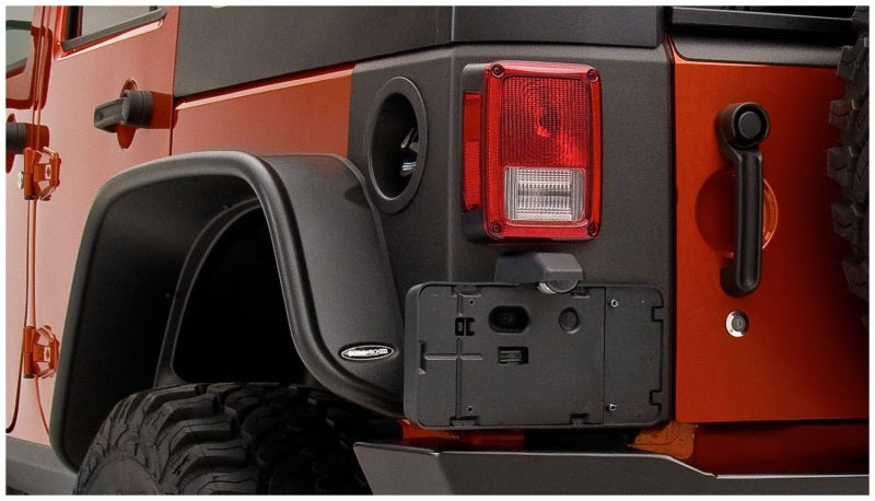 Bushwacker jeep wrangler trail armor rear corners - black with light bar