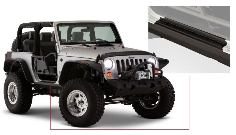 Bushwacker 07-18 jeep wrangler trail armor rocker panel and sill plate cover - black, jeep front bumper cover with side steps