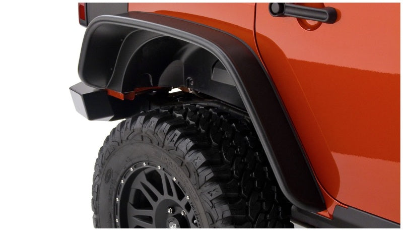 Bushwacker 07-18 jeep wrangler unlimited flat style fender flares - black powder finish