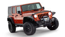 Red jeep with black bumper and wheels - bushwacker flat style fender flares for 07-18 jeep wrangler unlimited