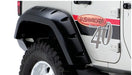 Black jeep wrangler with red and white stripe fender flares - bushwacker pocket style 2pc extended coverage