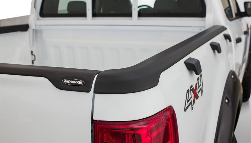 White truck with black tailgate caps - bushwacker ford ranger t6 bed rail caps - black