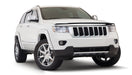 White jeep grand cherokee with pocket style fender flares on white background