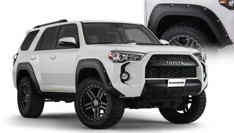 White toyota 4runner with black bumper - bushwacker pocket style flares