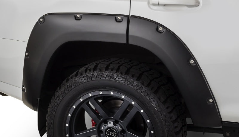 White truck with black wheels and tire, featured on bushwacker toyota 4runner pocket style flares