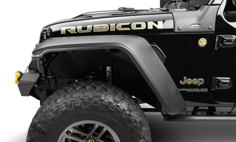 Bushwacker 18-21 jeep wrangler jl hyperform fender flares displayed on rubicon jeep