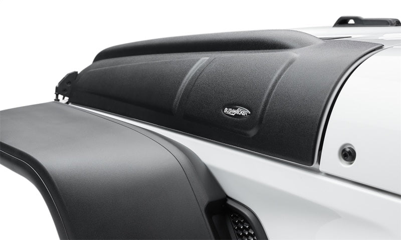 White jeep wrangler with black roof rack - bushwacker trail armor hood armor (3pc)