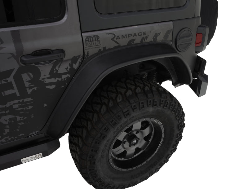 Black jeep wrangler jl unlimited with flat style fender flares