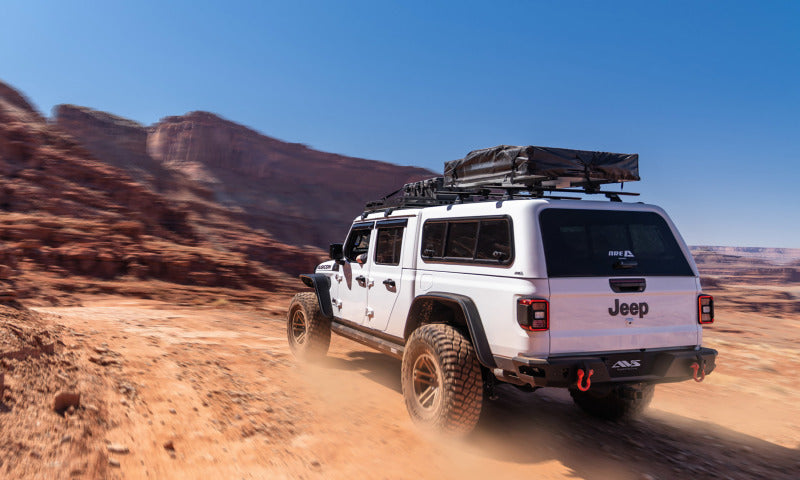 2020 jeep gladiator driving through desert with flat style fender flares