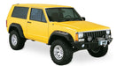 Yellow jeep with black bumper - bushwacker jeep cherokee cutout style fender flares in black