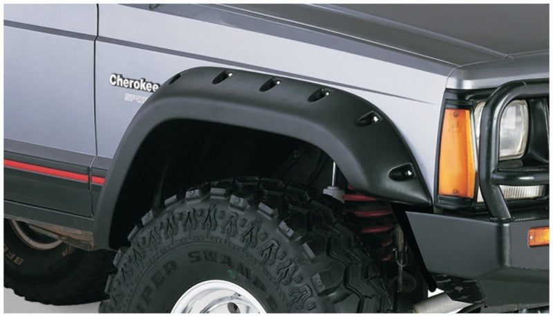 Bushwacker fender flares for jeep cherokee with large tire guard in black