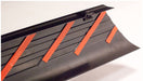 Side panel of a car with red stripes - bushwacker 95-04 toyota tacoma fleetside bed rail caps