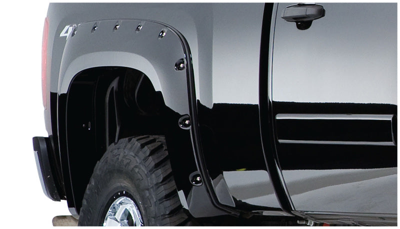 Black toyota tacoma fleetside cutout style fender flares with tire guard