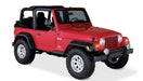 Red jeep tj with pocket style fender flares - black