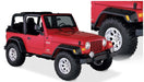 Red jeep tj with black pocket style fender flares