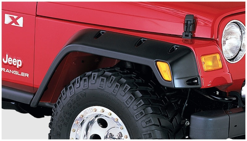 Black bushwacker 97-06 jeep tj pocket style flares front bumper mount