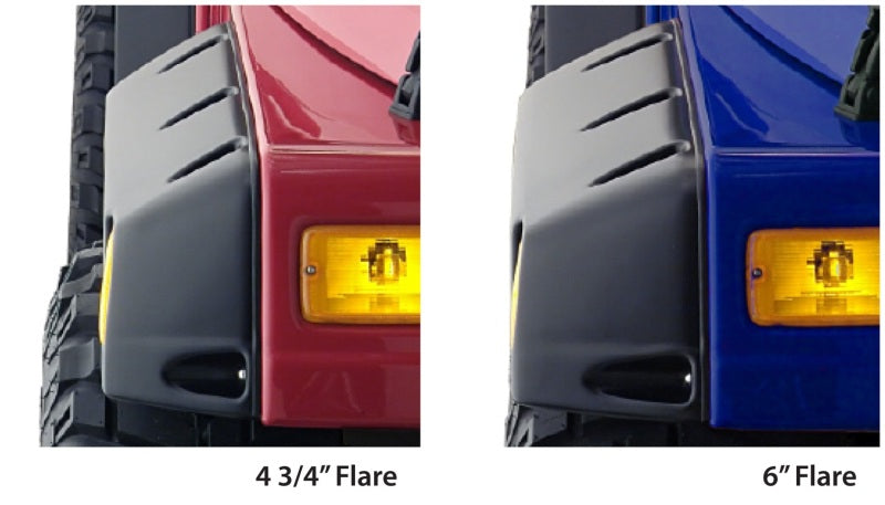 Bushwacker 97-06 jeep tj pocket style flares in four colors: front and rear view