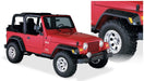 Red jeep with pocket style fender flares and white wheels - bushwacker 97-06 jeep tj 4pc in black