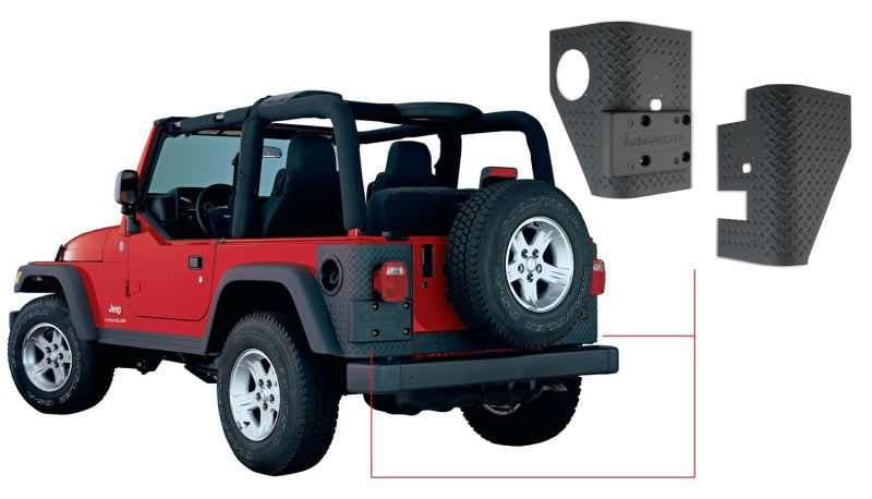 Bushwacker trail armor rear corners for jeep wrangler with black diamond pattern