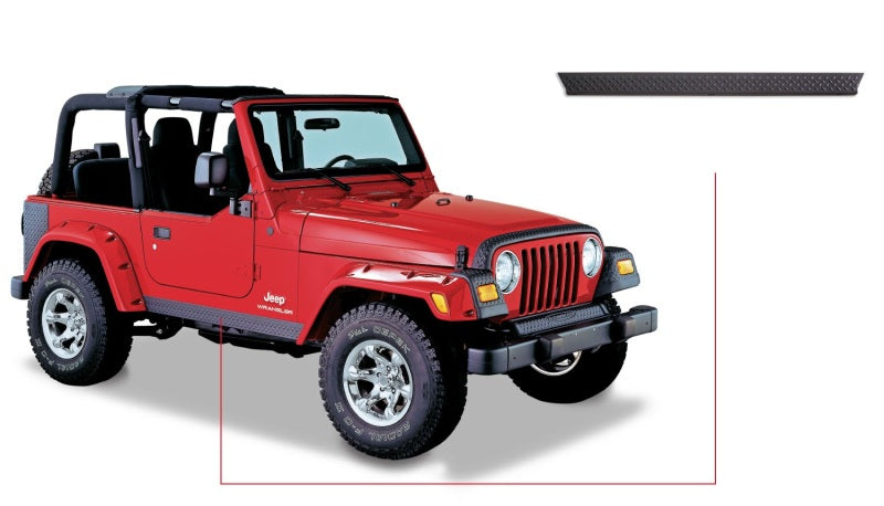 Bushwacker jeep wrangler trail armor side rocker panels - black with dura flex front bumper cover