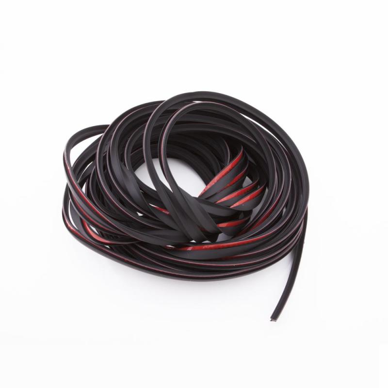 Universal wiper style hollow replacement edge trim - 10 roll, black and red rubber cable