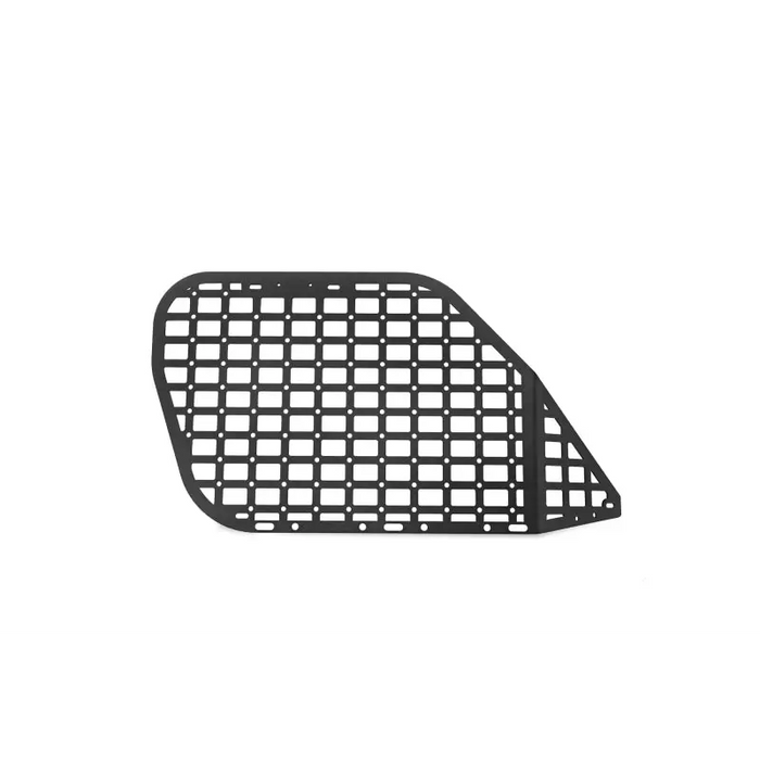 Black plastic grille cover for BMW E-type displayed on DV8 10-23 Toyota 4Runner Rear Window Molle Panels