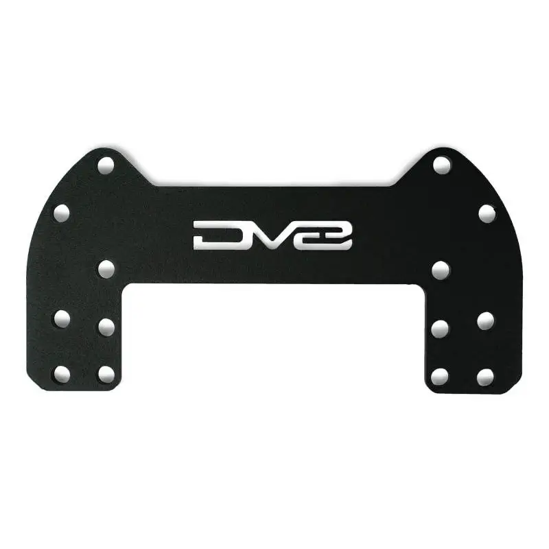 DV8 21-22 Ford Bronco 3rd Brake Light Extension Bracket front end in black aluminum frame with white letters