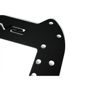 Black metal bracket with holes for DV8 21-22 Ford Bronco 3rd brake light extension.