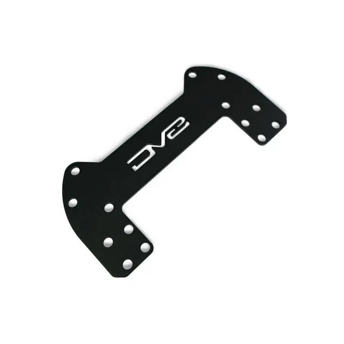 Black metal 3rd brake light extension bracket on white background