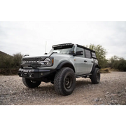 DV8 21+ Ford Bronco Curved Light Bracket for 12 3in. Pod Lights - Front End of White Truck with Black Bumper
