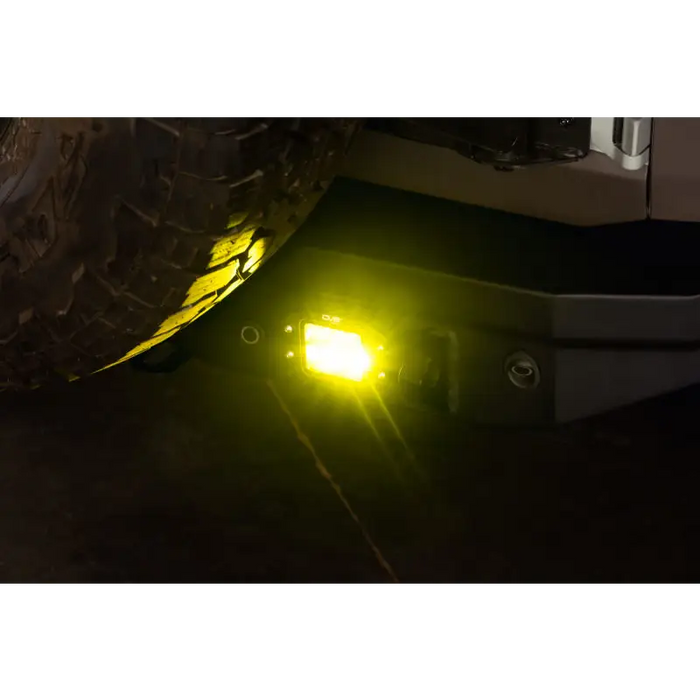 DV8 3-Inch Elite Series LED Amber Flush Mount Pod Light on Jeep Wrangler - Pair of Yellow LEDs