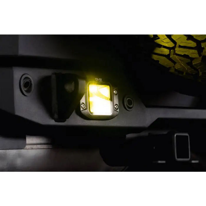 DV8 3-Inch Elite Series LED Amber Flush Mount Pod Light for Jeep Wrangler and Ford Bronco - Front light close up