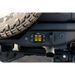 Close up of rear bumper mount on Jeep with DV8 Elite series LED Amber Pod Light
