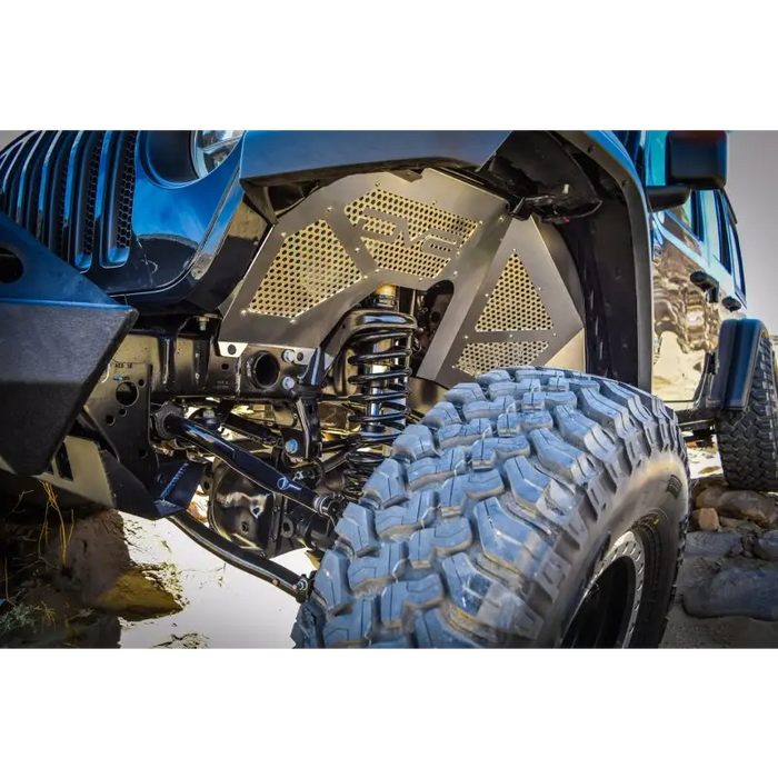 DV8 Offroad 07-18 Jeep Wrangler JK 2.0 Hydraulic 2.5in Stroke Bump Stop Pair on Dirt Road