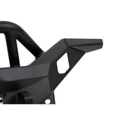 Close-up of black mto series front bumper for jeep wrangler by dv8 offroad