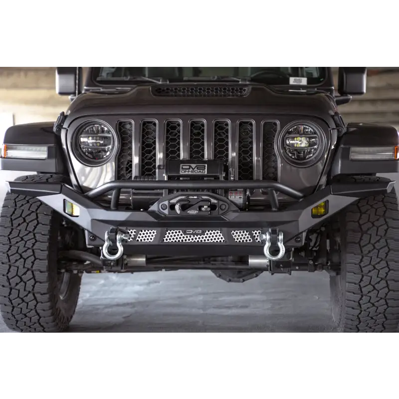Dv8 offroad mto series front bumper for jeep wrangler with bumper and bumper bar