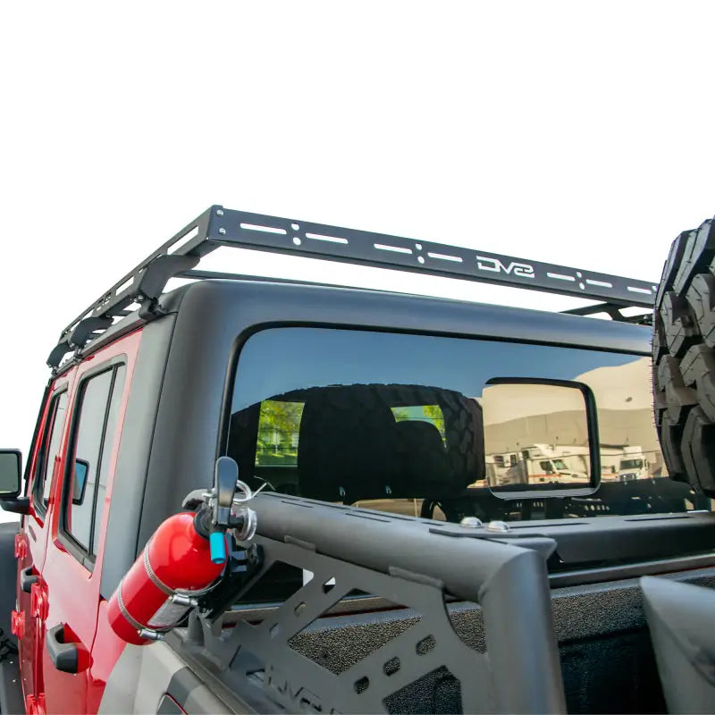 DV8 Offroad 07-18 Jeep Wrangler JK 4 DR / JL 2 DR & JT / 18+ Gladiator Roof Rack with red and black