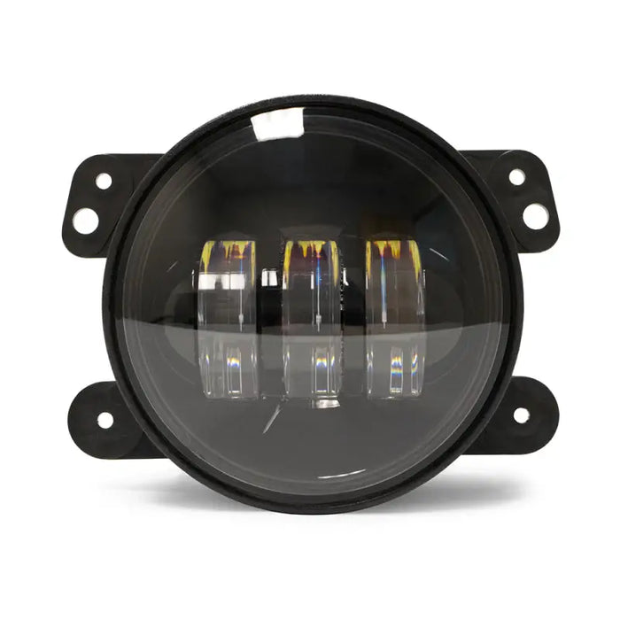 DV8 Offroad 07-18 Jeep Wrangler JK 4in 30W LED Replacement Fog Lights featuring a black round LED with white light