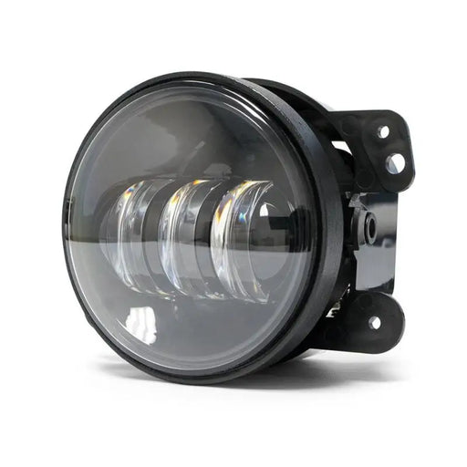 DV8 Offroad 07-18 Jeep Wrangler JK 4in 30W LED Replacement Fog Lights - Black LED headlight on white background