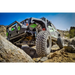 Offroad Jeep Wrangler JK driving rocky trail