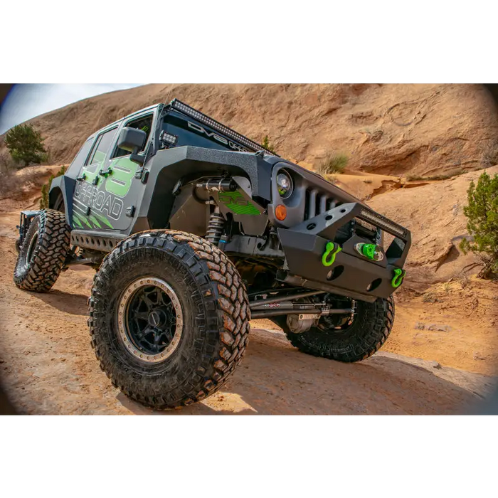 Front aluminum inner fender for Jeep Wrangler JK displayed in black.