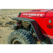 Red Jeep with large tire on side, DV8 Offroad 07-18 Jeep Wrangler JK Front & Rear Flat Tube Fenders.