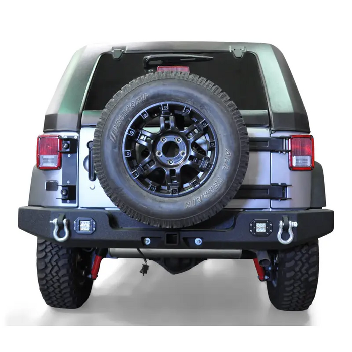 DV8 Offroad 07-18 Jeep Wrangler JK Full Length Rear Bumper with Tire Cover