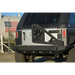 Black Jeep Wrangler JK rear bumper with license plate.