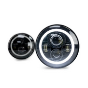 DV8 Offroad LED Projector Headlights with Angel Eyes, black and white LEDs