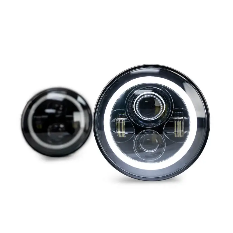 DV8 Offroad LED Projector Headlights with Angel Eyes, black and white LEDs