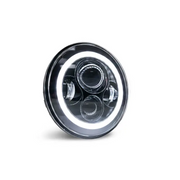 DV8 Offroad LED projector headlights with white light and angel eyes
